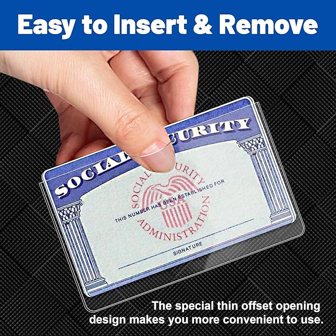 10 Pack Social Security Card Protector Sleeves, Ultra Clear & Durable 31Mil Waterproof SSN/New Medicare/Credit Card Holder, Soft ID/Debit/Credit Card Covers