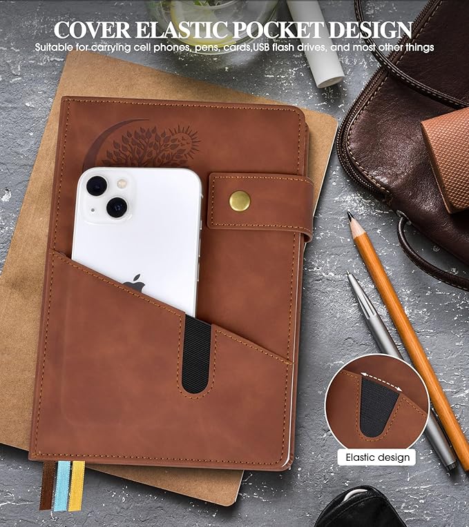 Lined Journal Notebook for Men, A5 Leather Journals for Writing Women, Hardcover Notebooks for Work,School,Note Taking,Travel,Business,Personal daily Diary,200 Page College Ruled (5.9" x 8.4")
