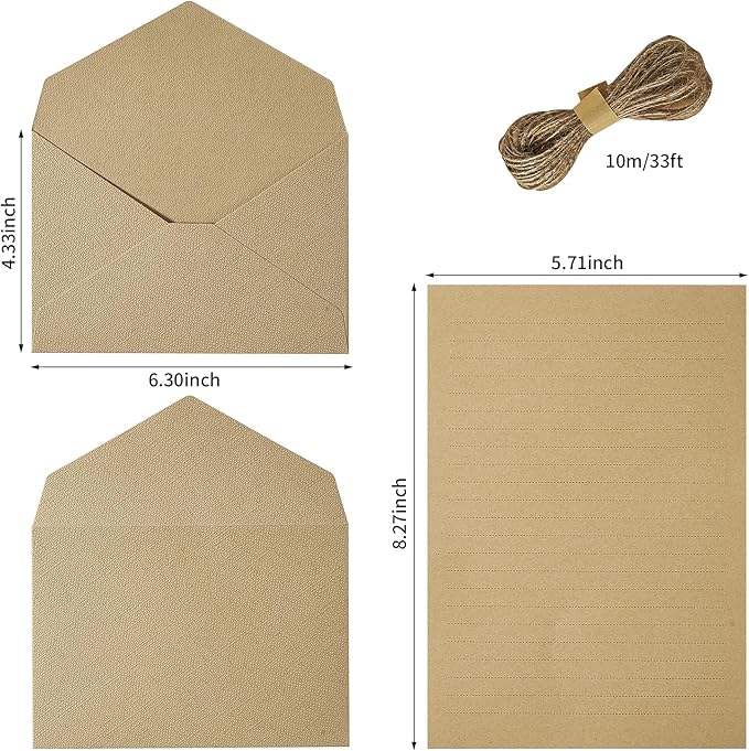 10 Pack Best Paper and Heavyweight Envelopes Set, 6.30 X 4.33 Inches Envelopes with Jute Rope for Office, Wedding Gift Cards, Invitations, Graduation, Baby Shower, DIY Cards (Multicolor-10pack)