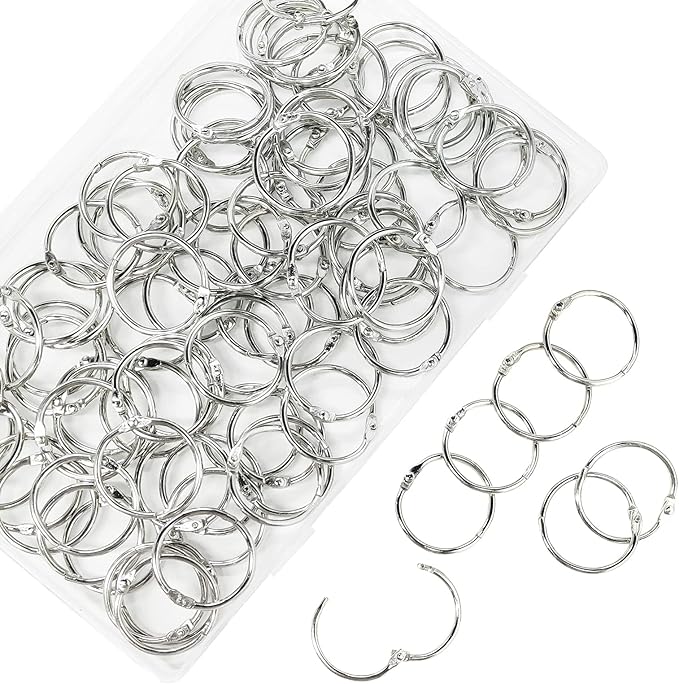 Loose Leaf Binder Rings 1-Inch(100 Pack) Office Metal Book Rings, Nickel Plated Steel Key Rings for School,Sliver