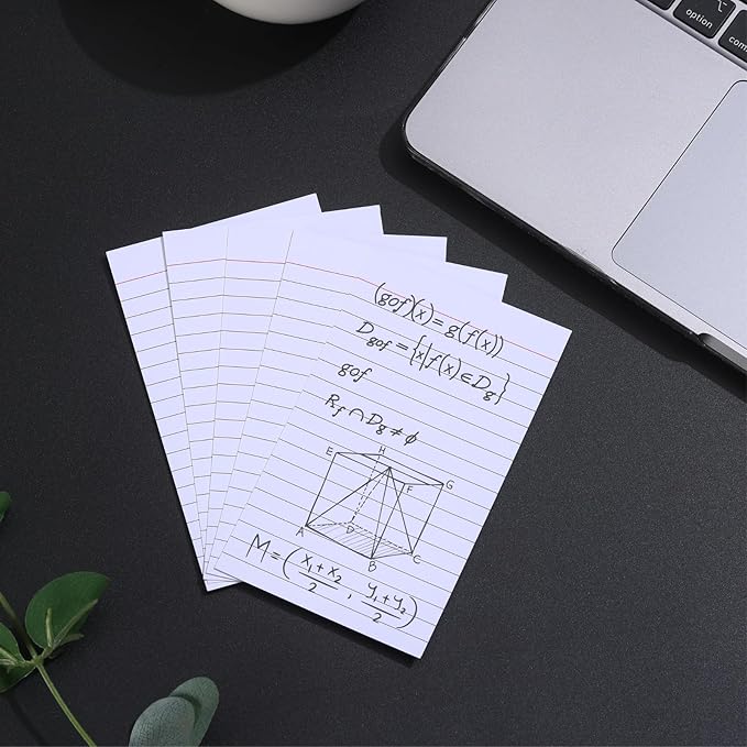 Vertical Ruled Index Cards 3 X 5 Flash Card Double Sided Lined Notecards Heavy Weight Ruled Checklist Thick Recipe Cards for Studying, School, Home and Office(White,300Count)