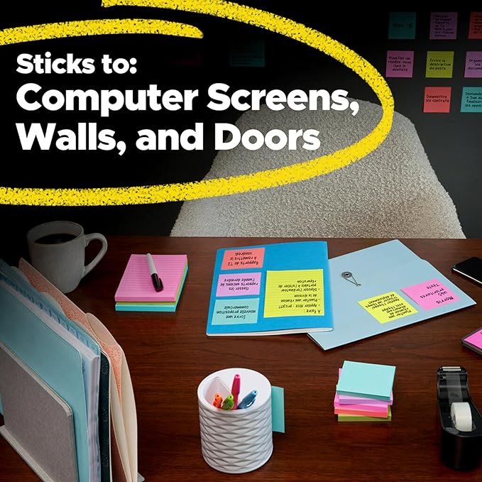 Post-it Super Sticky Dispenser Pop-up Notes, 18 Sticky Note Pads, 3 x 3 in., 2X The Sticking Power, School Supplies and Office Products, Use with Post-it Note Dispensers, Energy Boost Collection