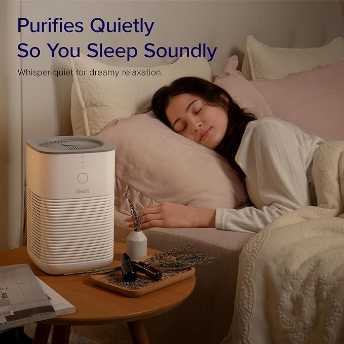 LEVOIT Air Purifier for Home Bedroom, Fresheners Filter Small Room Cleaner with Fragrance Sponge for Smoke, Allergies, Pet Dander, Odor, Dust Remover, Office, Desktop, Table Top, 1 Pack, White