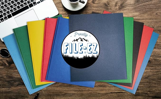 FILE-EZ Two-Pocket Folders, Red, 125-Pack, Textured Paper, Letter Size (EZ-32458)
