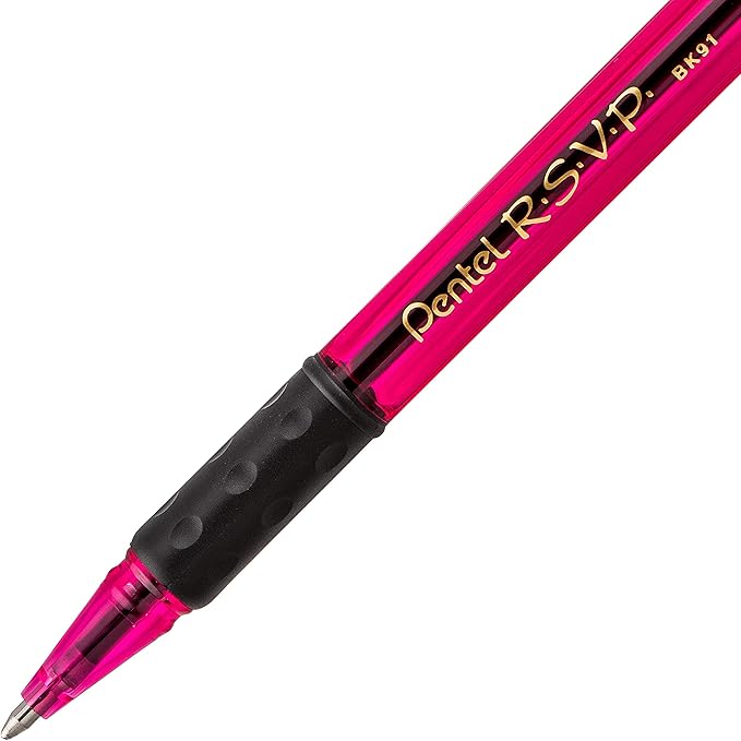 Pentel RSVP Razzle-Dazzle Ballpoint Pen, (1.0mm) Medium Line, Black Ink, Pack of 5 (BK91RDBP5M)