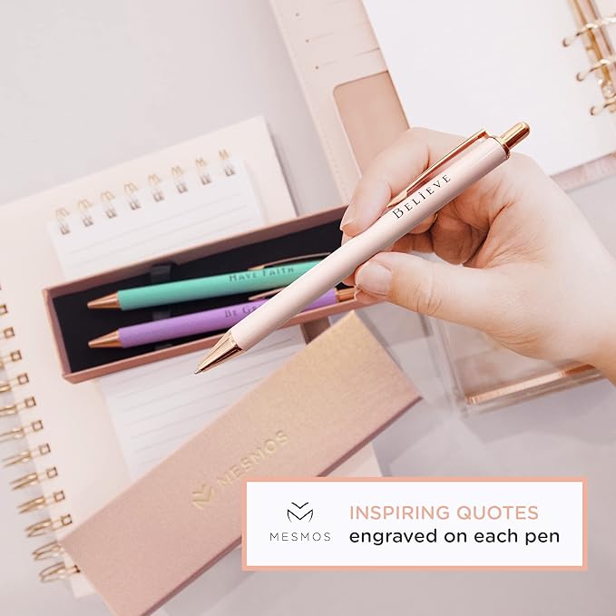 MESMOS Pastel Pens, Christian Gifts, Religious Gifts for Women, Bible Pens No Bleed Through, Cool Fancy Pens for Women, Nurse Pens, Journaling Pens, Cute Pen Set, Luxury Pretty Pens, Chic Nice Pens