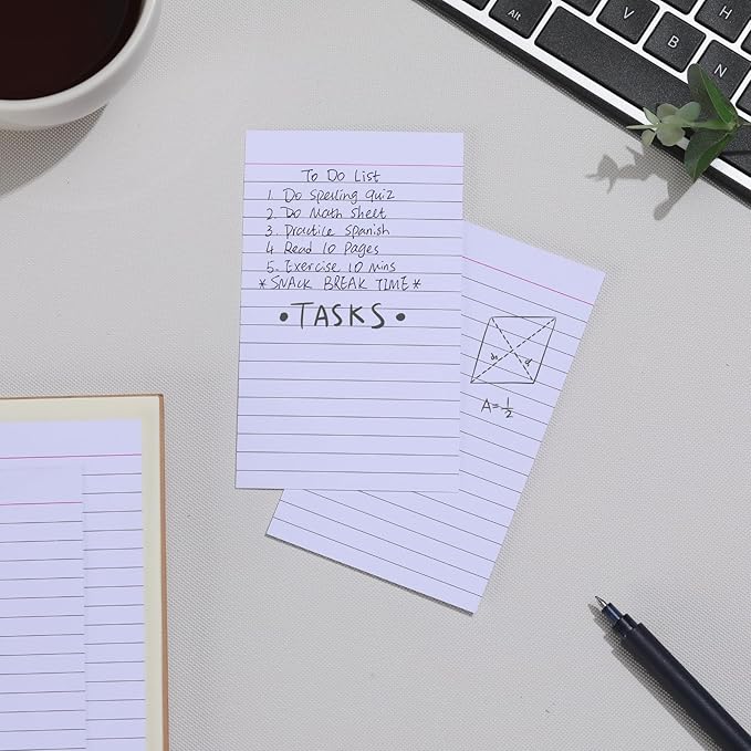 Vertical Ruled Index Cards 3 X 5 Flash Card Double Sided Lined Notecards Heavy Weight Ruled Checklist Thick Recipe Cards for Studying, School, Home and Office(White,300Count)