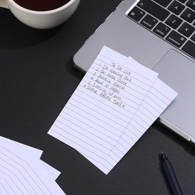 Vertical Ruled Index Cards 3 X 5 Flash Card Double Sided Lined Notecards Heavy Weight Ruled Checklist Thick Recipe Cards for Studying, School, Home and Office(White,300Count)