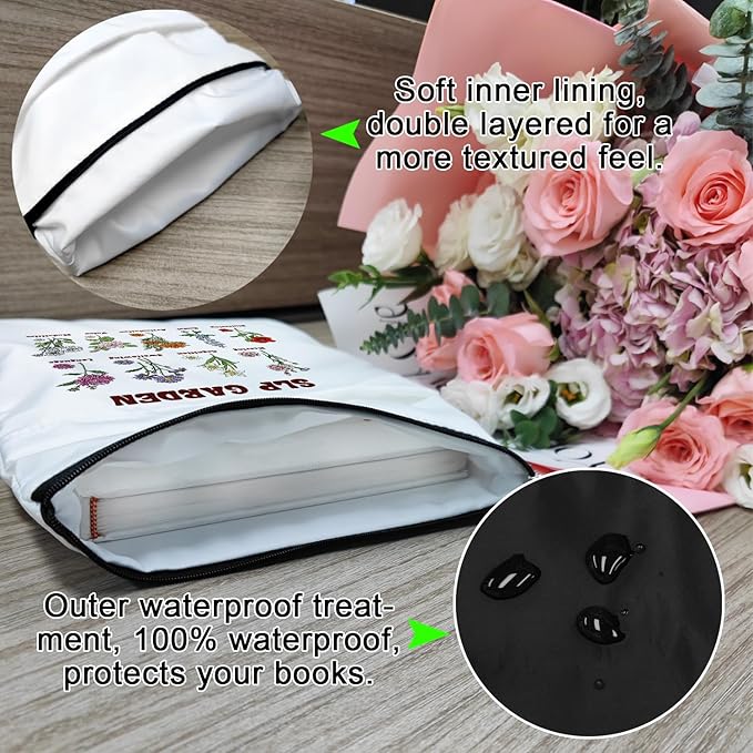 Book Sleeve, Book Sleeve with Zipper, Book Sleeve for Book Lovers, The Reader Tarot Card Book Sleeves, Book Pouch Kindle Protector, Gifts for Women Teacher Librarian Bookworm Bookish (White-B, Large)