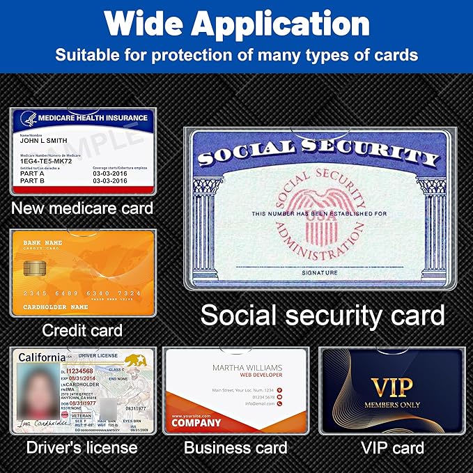 10 Pack Social Security Card Protector Sleeves, Ultra Clear & Durable 31Mil Waterproof SSN/New Medicare/Credit Card Holder, Soft ID/Debit/Credit Card Covers
