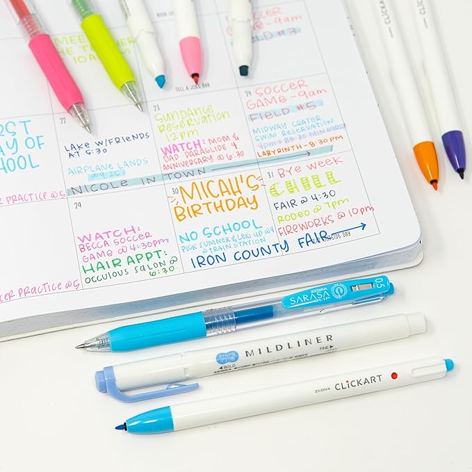 Zebra Pen Click Art Retractable Marker Pen, Fine Point, 0.6mm, Assorted Colors, 12 Pack