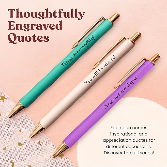 MESMOS 3pk Fancy Pens, Retirement Gift for Women, Farewell Gifts for Coworkers, Cool Retirement Gifts for Teacher, Goodbye Gifts for Coworkers Women, Going Away Gifts for Friends, Happy Retirement
