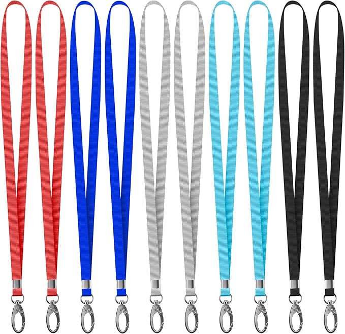10 Pack Lanyards for ID Badges, Cruise Ship Cards, Keys, Keychain, Long-lasting Neck lanyard Strap with Clasp, Cruise Badge Key Lanyards for Men, Women, Teachers, Kids (MIX)