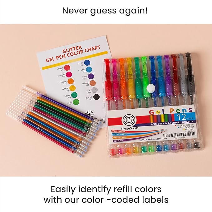 OfficeGoods Brown Earth Gel Pens with Refills – Adult Coloring Journaling Art – Medium 0.8-1.0mm Tips – Non-Toxic Gel Pens Set – Quick Dry Smudge-Free 24 Pack Colors