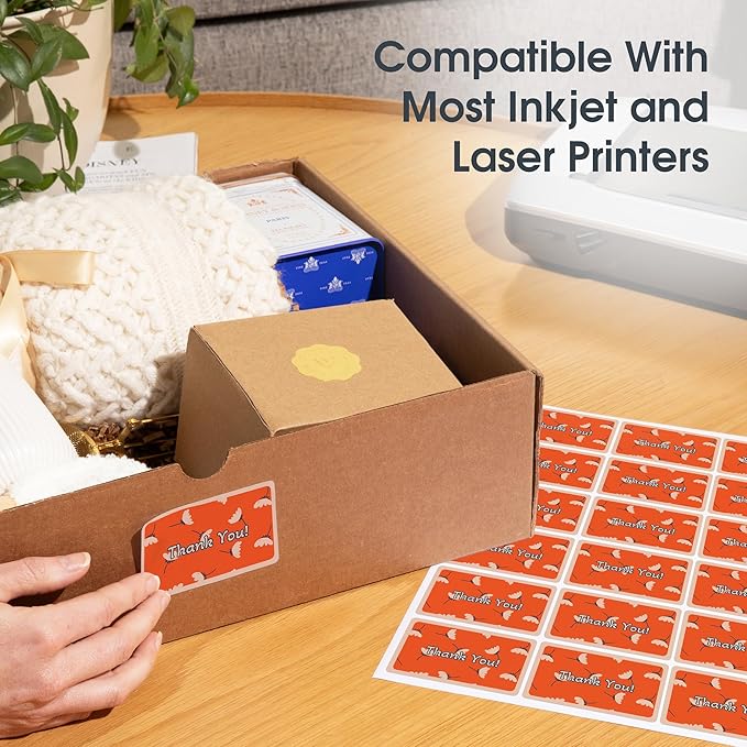 1 3/4" X 2/3" Matte White Return Address Labels Compatible with Inkjet and Laser Printers - 500 Sheets, 30000 Small Printable Stickers for Mailing, Barcodes, Organization - Spartan Industrial