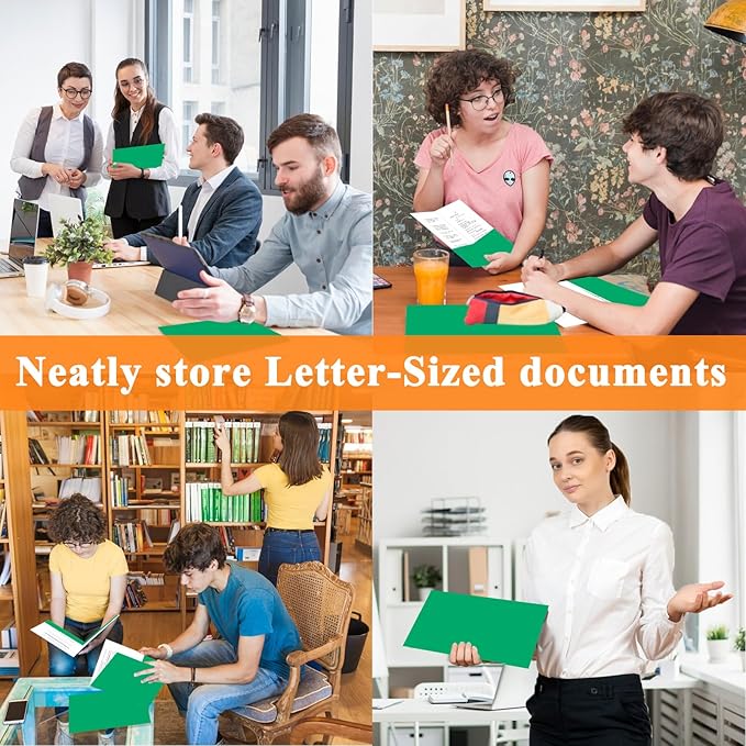 25Pcs Green Folders, Folders with Pockets, 2 Pocket Folders, Folders with Pockets Bulk, Holds 100 Sheets (50 per Pocket), Assorted Colors, Office Or School, pmy015