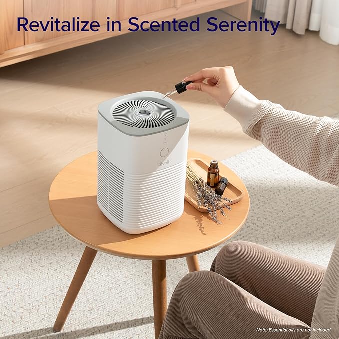 LEVOIT Air Purifier for Home Bedroom, Fresheners Filter Small Room Cleaner with Fragrance Sponge for Smoke, Allergies, Pet Dander, Odor, Dust Remover, Office, Desktop, Table Top, 1 Pack, White