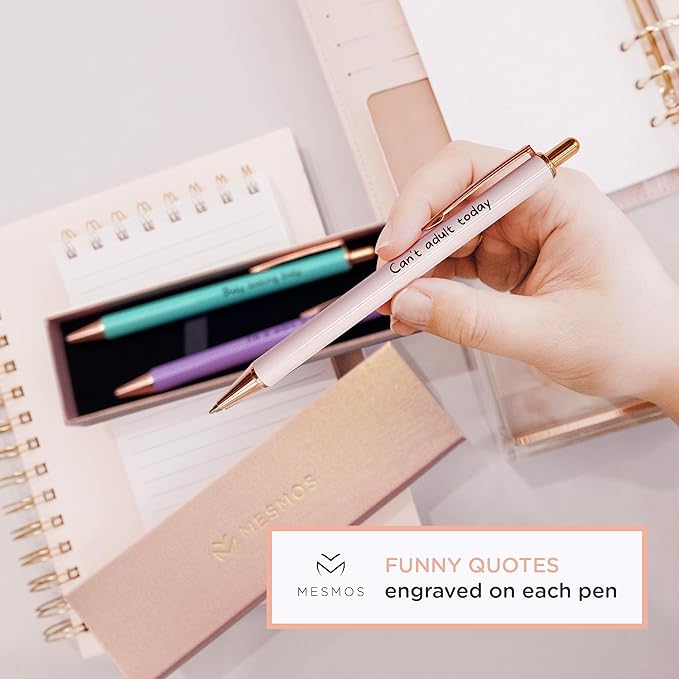 MESMOS 3Pk Funny Pens for Adults, Funny Gifts, Funny Coworker Christmas Gifts, Fun Pens for Adults, Funny Office Supplies for Women, Funny Office Work Gifts, Funny Work Pens, Unique Pens for Women