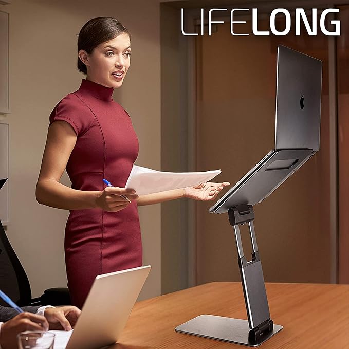 Ergonomic Laptop Stand for Desk, Adjustable Height Up to 20", Laptop Riser Portable Computer, Laptop Stands, Fits All MacBook, Laptops 10 15 17 Inches, Laptop Holder Desk Stand, Gift for Men Women