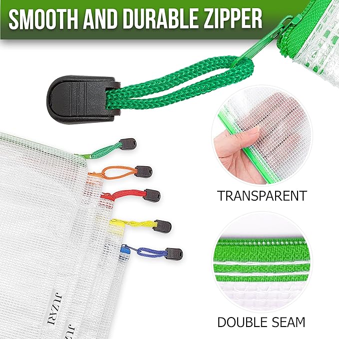 10 Pack Mesh Zipper Pouch Bags A3-12.6x17.7 in Plastic Zipper Pouches for Organizing - Game Storage Bags - Puzzle Organizer Bags - Large Zipper Pouch Bag - Mesh Pouch with Zipper - Puzzle Bags