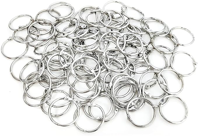 Loose Leaf Binder Rings 1-Inch(100 Pack) Office Metal Book Rings, Nickel Plated Steel Key Rings for School,Sliver