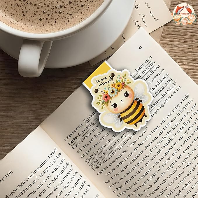 (1Pcs) to Bee Continued Magnetic Bookmark Book Page Markers Gift for Reading Lover Nerd Book Addict Bookish Reader Student Teacher Office Stationery - Size 3"x2.5" When Folded
