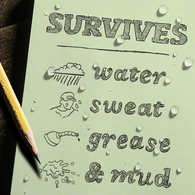 Rite in the Rain Weatherproof Stapled Notebook, 4 5/8" x 7", Green Cover, Universal Pattern, 3 Pack (No. 971FX)