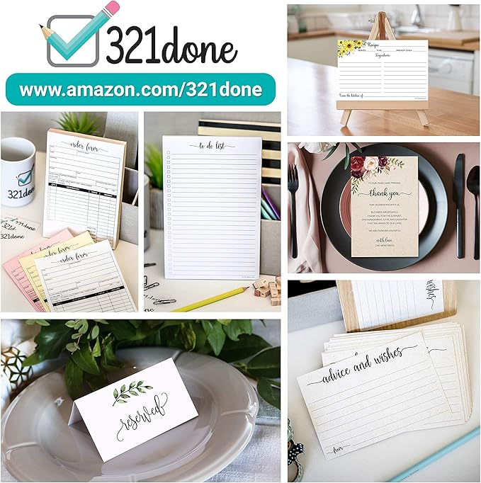321Done Ruled Index Cards - Made in USA - Large 4x6 (Set of 50), College-Ruled Lined Notecards Double-Sided, Thick Heavy Duty Cardstock, Simple Note Cards with Lines, White