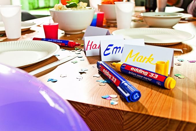 edding 33 brilliant paper marker - violet - 1 waterproof permanent marker - chisel nib 1-5 mm - vibrant colours - lightfast marking on paper, card, cardboard, plastic, metal and glass