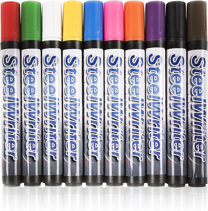 Metal Marking Paint Pen - Industrial Marker For Writing & Drawing on Steel and Metals - Washable Removable Paint Markers For Metal, Wet Erase Metal Paint, White Paint Pen for Construction and Welders