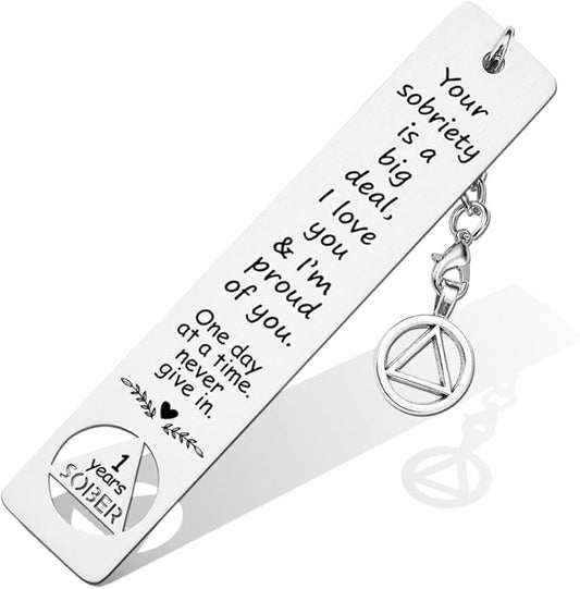 1 Year Sober Gifts for Men, Sobriety Gift for Men Women, Sober Recovery Alcoholics Recovering Gift, Sober Gifts for Loved One in Recovery, 1 Year Sober Anniversary gift-DB16