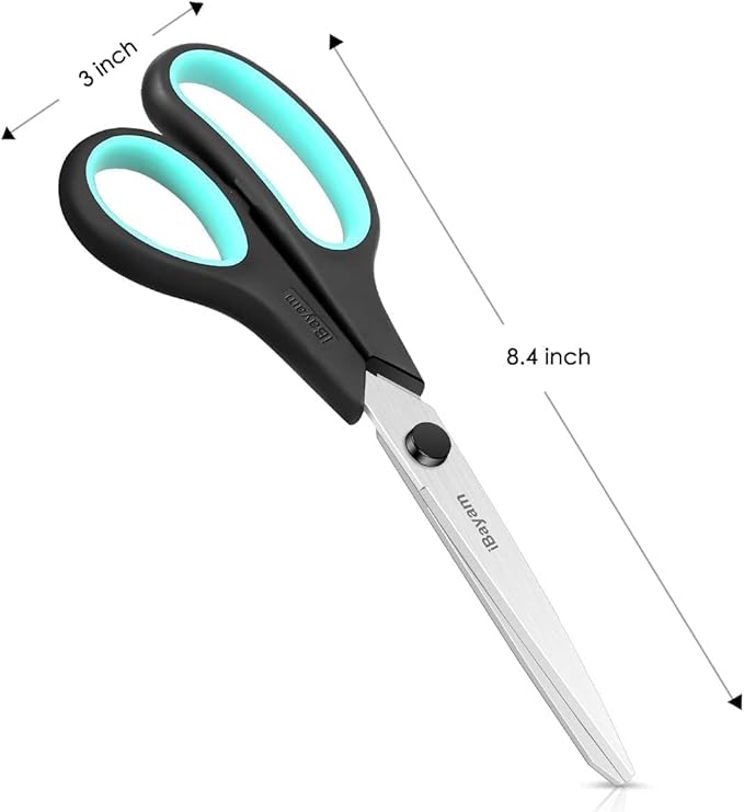 School Scissors Set of 24-Pack, 8" Scissors All Purpose Comfort-Grip Handles Sharp Scissors for High/Middle School Student Teacher Scissor, Office Home Sewing Fabric Supplies, for Right Left Handed