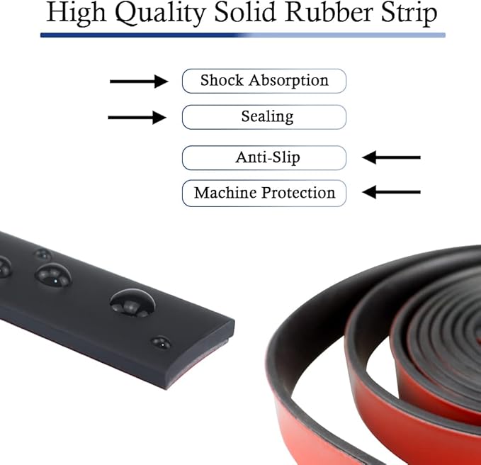Neoprene Rubber Strips Self Adhesive Solid Rubber Sheets, Rolls & Strips for DIY Gaskets Crafts Pads Seals Warehouse Flooring Rubber Strip with Adhesive Backing (1” Wide x 1/16" Thick x 20' Long)