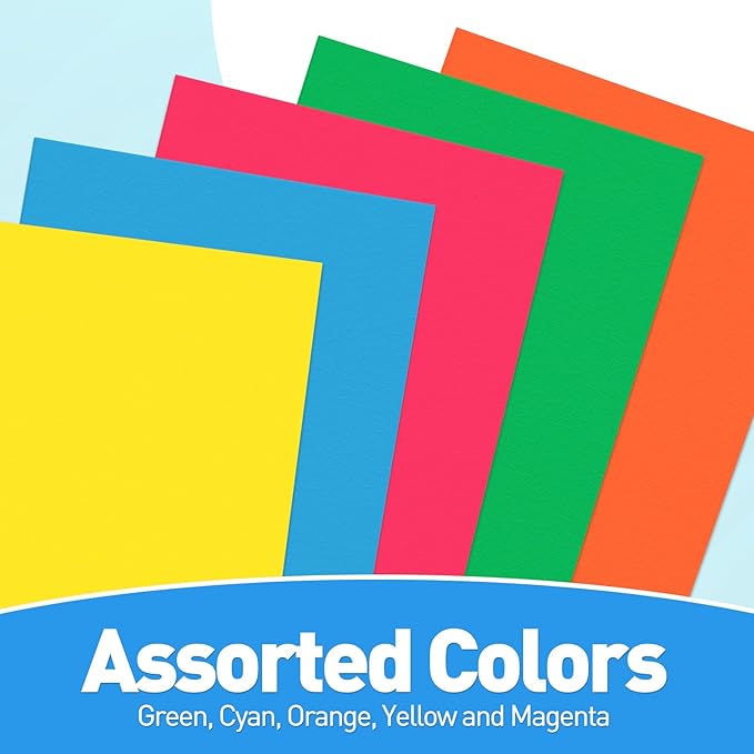 Two Pocket Folders, RAZCC 100 Pack File Folders with Pockets Fit Letter Size Paper, Thick Paper File Folder for School Office Business Home, Assorted 5 Colors