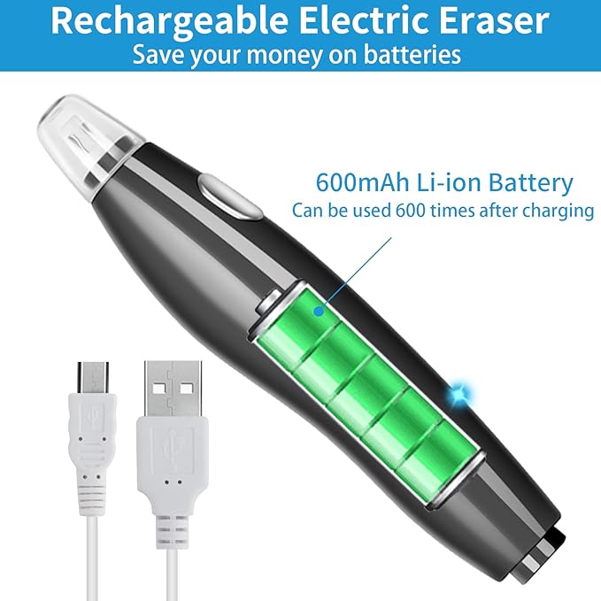 AFMAT Electric Eraser, Electric Eraser Kit for Artists,140 Eraser Refills, Rechargeable Electric Erasers for Drafting, Electric Pencil Eraser, Battery Operated Eraser for Drawing Pencils, Crafts, Arts