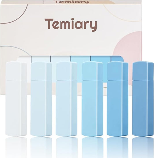 Temiary 6Pcs Mini White Out Tapes for Instant Correction, Cute Whiteout for Writing, Aesthetic Correction Tape Set Easy To Use for Students School Office Supplies (Blue)