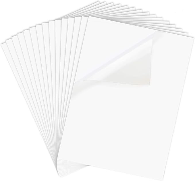 Printable Vinyl Sticker Paper for Inkjet Printer - 8.5 x 11 Inches 15 Sheets Translucent Premium Waterproof Sticker Paper - Dries Quickly and Holds Ink Beautifully