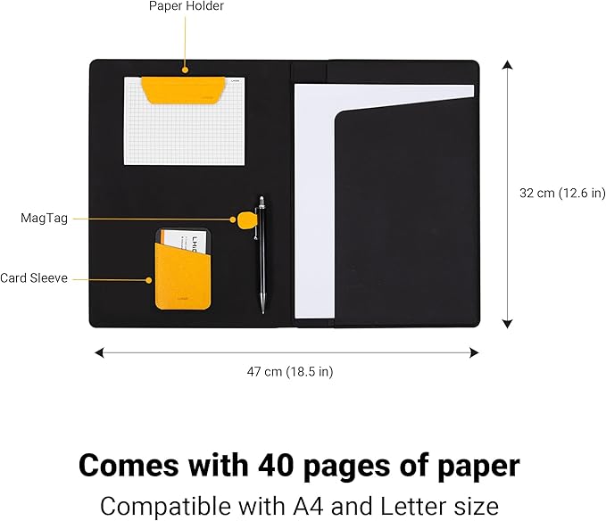 LHiDS Folio Lite 2.0 with Stand, Business Portfolio Resume, 3-in-1 Padfolio with Magnetic Accessories, Work as Notebook Cover, Clipboard, Organizing Board for Home and Office (Yellow, A4/Letter)