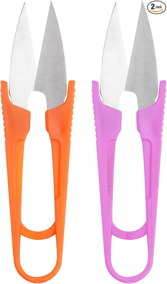 Thread Snips for Sewing - Thread Cutter/Clippers U Shape - Sewing Scissors Small - Thread Nippers/Trimming, Yarn Scissors for Knitting, Stitch - Mini DIY Supplies, Plastic Handle, 2 Pcs