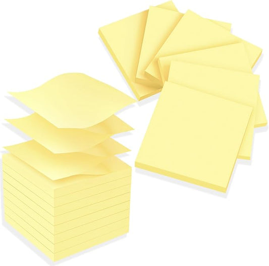 (12 Pads) Pop Up Sticky Notes 3x3 Refills, Canary Yellow Strong Adhesive Post, Suitable for Home, Office, School, Clean Removal