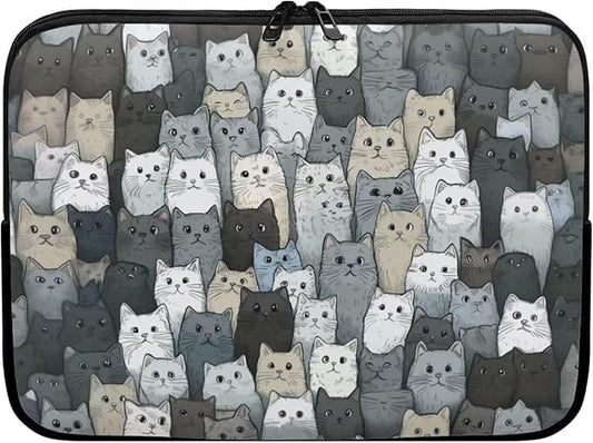 Cartoon Cat Printed Computer Bags for Laptops, Water Resistant 17 Inch Laptop Bag Laptop Briefcase Travel Case for Women Men Teens, Compatible with Most Laptops