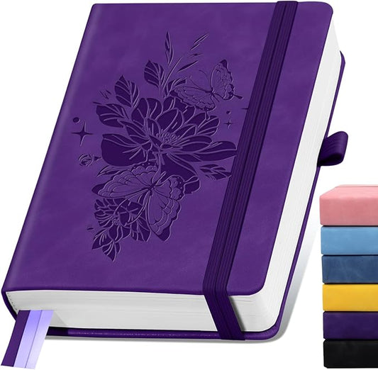 Lined Journal Notebook 365 Pages, A5 Leather Journals for Writing Women & Men, Hardcover Notebook with 100GSM Thick Paper, Daily Journal Notebook for Travel, Work, School, Note Taking, College Ruled