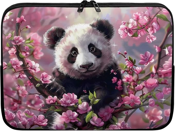 Cherry Blossom Panda Printed Laptop Bag for Women Men, Protective 12 Inch Computer Laptop Carrying Cover Laptop Sleeve Computer Bag with Zipper, Compatible with Most Laptop Computers