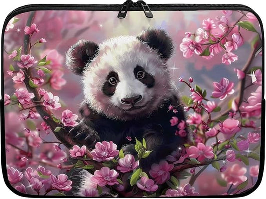 Cherry Blossom Panda Printed Laptop Bag for Women Men, Protective 12 Inch Computer Laptop Carrying Cover Laptop Sleeve Computer Bag with Zipper, Compatible with Most Laptop Computers