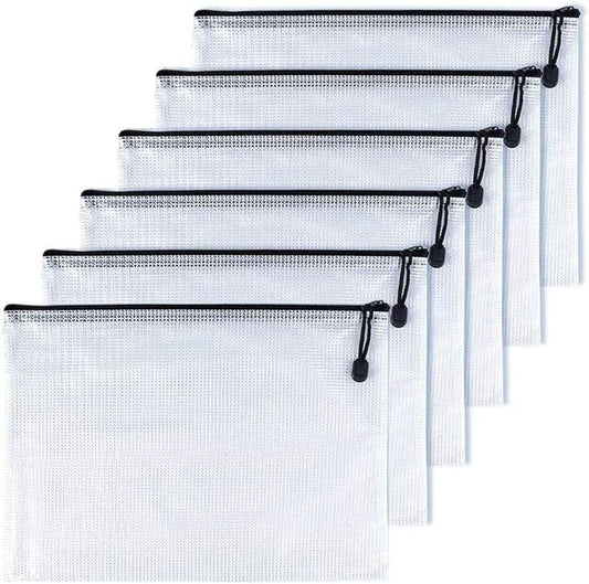 Oaimyy-A3(12.5"x 17.5"), Mesh Zipper Pouch Document Folders Bag Plastic Zip File Folders for School Office Supplies, Travel, Organizing Storage-Black,6 Pcs