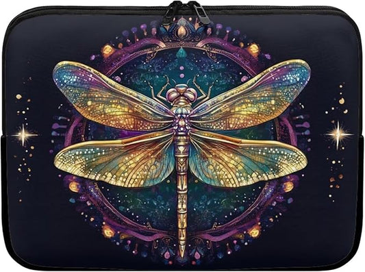Dragonfly Printed Computer Bags for Laptops for Women, Large Capacity Computer Carrying Cover Laptop Briefcase, 17 Inch Water Resistant Laptop Case Portable Computer Case Bag