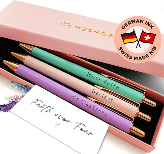 MESMOS Pastel Pens, Christian Gifts, Religious Gifts for Women, Bible Pens No Bleed Through, Cool Fancy Pens for Women, Nurse Pens, Journaling Pens, Cute Pen Set, Luxury Pretty Pens, Chic Nice Pens
