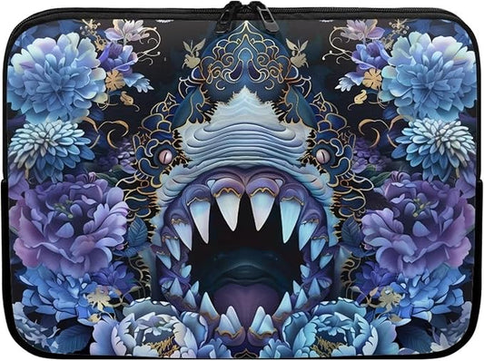 SharkPeony Printed Computer Bags for Laptops for Women Men, Shockproof 15 Inch Laptop Case Bag Washable Messenger Bag with Zipper, Laptop Case Computer Carrying Cover Easy to Carry