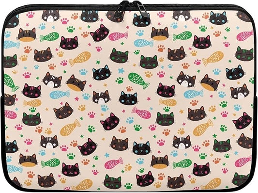 Cat Fish Printed Computer Carrying Cover, Large Capacity Laptop Case Bag Easy to Carry Computer Bag, 15 Inch Lightweight Laptop Briefcase Messenger Bag for Women