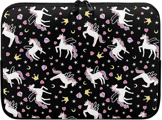 Horse Printed Computer Bags for Laptops Girls, Heart Pattern Computer Carrying Cover Portable Laptop Case Bag, 10 Inch Shockproof Laptop Bag Neoprene Computer Briefcase